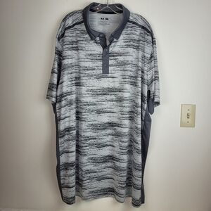 MSX By Michael Strahan Men's Heather Gray White Patterned Performance Shirt 3XLT